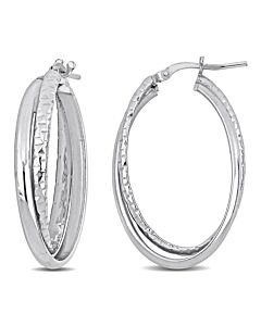 AMOUR 35 Mm Entwined Hoop Earrings In Sterling Silver