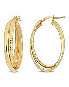 AMOUR 35 Mm Entwined Hoop Earrings In Yellow Plated Sterling Silver