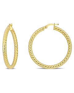 AMOUR 36mm Textured Twist Hoop Earrings In 14K Yellow Gold