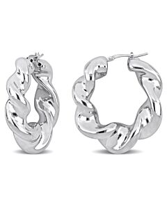 AMOUR 39.5 Mm Twisted Hoop Earrings In Sterling Silver