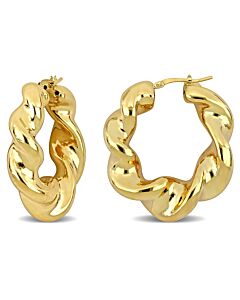 AMOUR 39.5 Mm Twisted Hoop Earrings In Yellow Plated Sterling Silver
