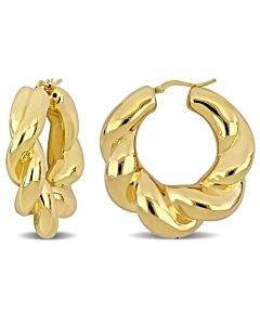 AMOUR 39 Mm Hoop Earrings In Yellow Plated Sterling Silver