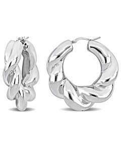 AMOUR 39 Mm Twisted Hoop Earrings In Sterling Silver
