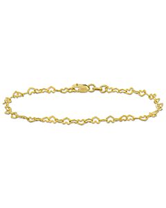 Amour 3mm Heart Link Anklet in 14k Gold - 9 in.