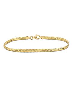 AMOUR 3mm Herringbone Bracelet In Yellow Plated Sterling Silver 7.5 In