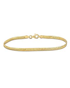 AMOUR 3mm Herringbone Bracelet In Yellow Plated Sterling Silver 9 In