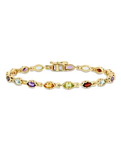 AMOUR 4 1/2 CT TGW Multi-gemstone Marquise Bracelet In Yellow Plated Sterling Silver