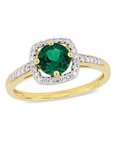Amour 4/5 CT TGW Created Emerald and 1/7 CT TW Diamond Halo Ring in 10k Yellow Gold JMS005033