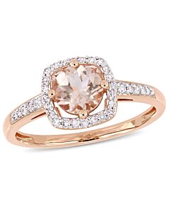 Amour 4/5 CT TGW Morganite and 1/7 CT TW Diamond Halo Ring in 10k Rose Gold JMS004968