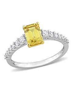 Amour 4/5 CT TGW Yellow Sapphire and 1/3 CT TW Diamond Bridal Ring Set in 14K White Gold