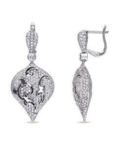 AMOUR 4 CT TW Diamond Vintage Earrings In 18k White Gold