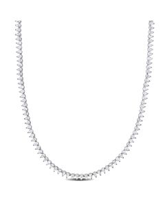 AMOUR 44 1/2 CT TGW Created White Sapphire Teardrop Tennis Necklace In Sterling Silver