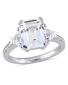 Amour 5 1/5 CT TGW White Topaz and Diamond Accent Estate Ring in Sterling Silver