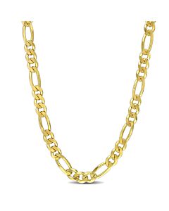 AMOUR 5.5mm Figaro Chain Necklace In Yellow Plated Sterling Silver, 20 In