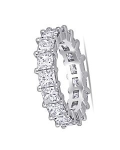Amour 5.54 CT Princess Diamond TW Eternity Ring White Platinum G-H VS2-SI1