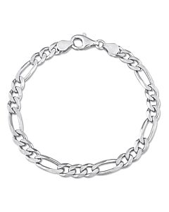 AMOUR 5.5mm Figaro Chain Bracelet In Sterling Silver, 7.5 In
