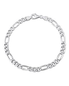 AMOUR 5.5mm Figaro Chain Bracelet In Sterling Silver, 9 In