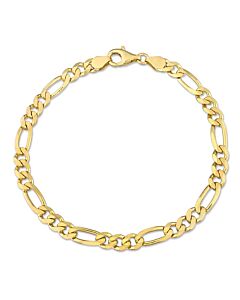 AMOUR 5.5mm Figaro Chain Bracelet In Yellow Plated Sterling Silver, 9 In