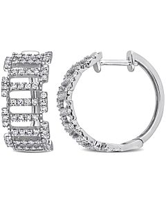 AMOUR 5/8 CT TDW Diamond Linear Hoop Earrings In 14K White Gold