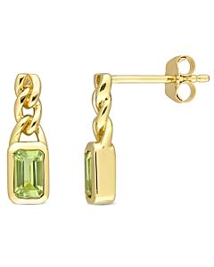 Amour 5/8 CT TGW Octagon Peridot Link Drop Earrings in 10k Yellow Gold