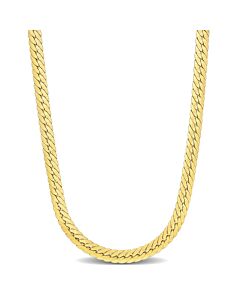 AMOUR Herringbone Chain Necklace In Yellow Plated Sterling Silver, 16 In
