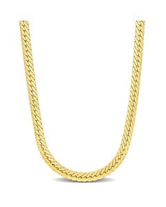 AMOUR Herringbone Chain Necklace In Yellow Plated Sterling Silver, 18 In
