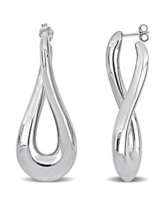 AMOUR 55 Mm Oval Twist Hoop Earrings In Sterling Silver
