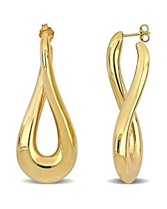 AMOUR 55 Mm Oval Twist Hoop Earrings In Yellow Plated Sterling Silver