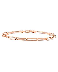 AMOUR 5mm Diamond Cut Paperclip Chain Bracelet In Rose Plated Sterling Silver, 7.5 In