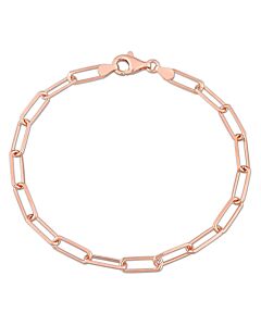 AMOUR 5mm Diamond Cut Paperclip Chain Bracelet In Rose Plated Sterling Silver, 9 In