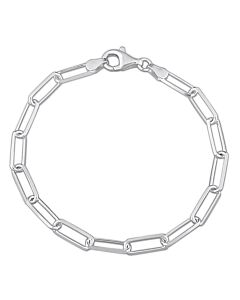 AMOUR 5mm Diamond Cut Paperclip Chain Bracelet In Sterling Silver, 7.5 In