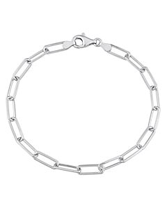 AMOUR 5mm Diamond Cut Paperclip Chain Bracelet In Sterling Silver, 9 In