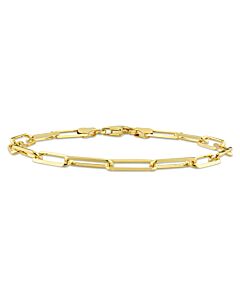 AMOUR 5mm Diamond Cut Paperclip Chain Bracelet In Yellow Plated Sterling Silver, 7.5 In