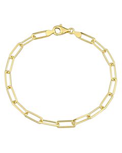 AMOUR 5mm Diamond Cut Paperclip Chain Bracelet In Yellow Plated Sterling Silver, 9 In