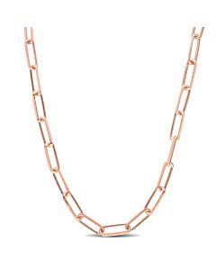 AMOUR 5mm Diamond Cut Paperclip Chain Necklace In Rose Plated Sterling Silver, 18 In