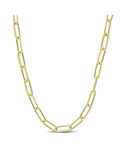 AMOUR 5mm Diamond Cut Paperclip Chain Necklace In Yellow Plated Sterling Silver, 16 In