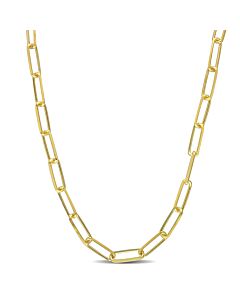 AMOUR 5mm Diamond Cut Paperclip Chain Necklace In Yellow Plated Sterling Silver, 24 In