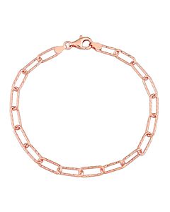 AMOUR 5mm Fancy Paperclip Chain Bracelet In Rose Plated Sterling Silver, 9 In
