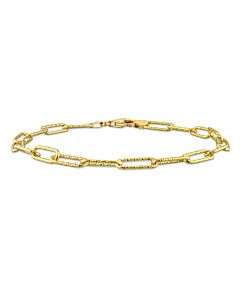 AMOUR 5mm Fancy Paperclip Chain Bracelet In Yellow Plated Sterling Silver, 9 In
