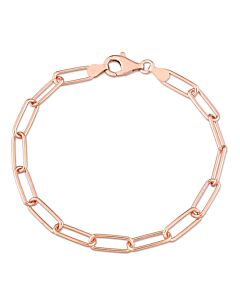 AMOUR 5mm Paperclip Chain Bracelet In Rose Plated Sterling Silver, 7.5 In