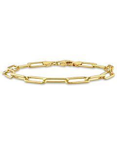 AMOUR 5mm Paperclip Chain Bracelet In Yellow Plated Sterling Silver 7.5 In