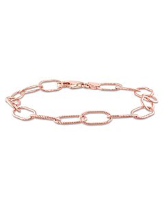 AMOUR 6.5mm Rolo Chain Link Bracelet In Rose Plated Sterling Silver, 9 In