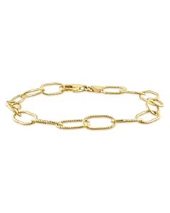 AMOUR 6.5mm Rolo Chain Link Bracelet In Yellow Plated Sterling Silver