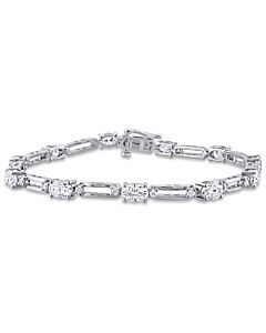 AMOUR 6 CT DEW Created Moissanite Station Bracelet In Sterling Silver