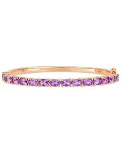AMOUR 6 CT TGW Oval-cut Amethyst Bangle In Rose Plated Sterling Silver