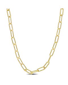 AMOUR 6mm Fancy Paperclip Chain Necklace In Yellow Plated Sterling Silver, 20 In