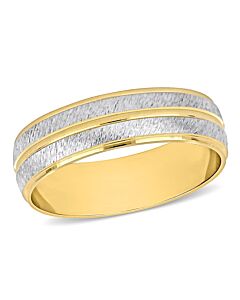 Amour 6mm Cubic Zirconia Matte Three Row Wedding Band in 14k 3-Tone Rose, Yellow, and White Gold