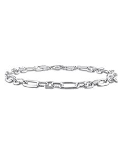 AMOUR 6mm Diamond Cut Figaro Chain Bracelet In Sterling Silver, 9 In