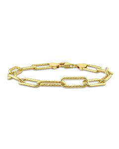 AMOUR 6mm Fancy Paperclip Chain Bracelet In Yellow Plated Sterling Silver, 7.5 In