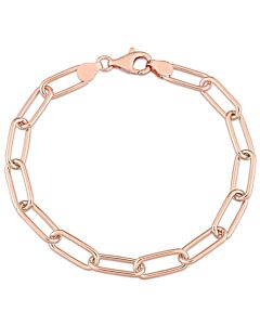 AMOUR 6mm Paperclip Chain Bracelet In Rose Plated Sterling Silver, 7.5 In